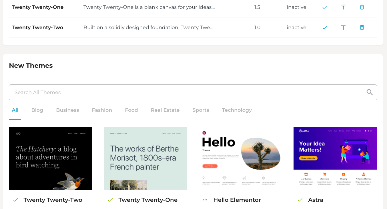 Instalación de nuevos temas de WordPress