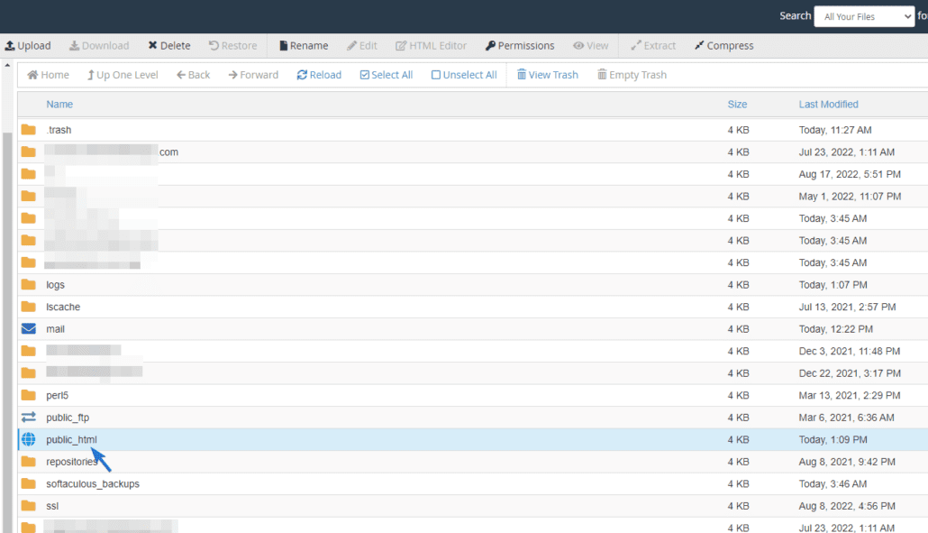 Otwórz folder public_html, aby włączyć tryb debugowania