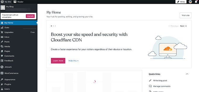 Tabloul de bord WordPress.com