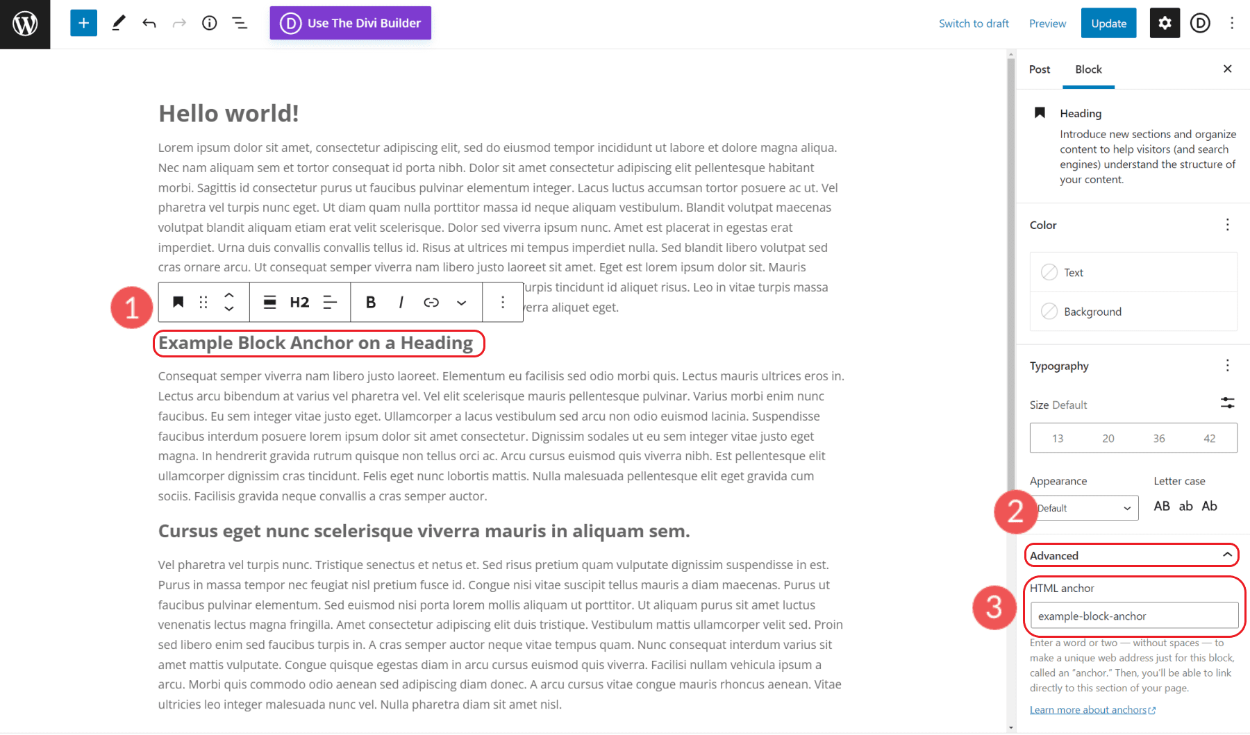 WordPress ブロックエディターでアンカーリンクを作成する 1-3