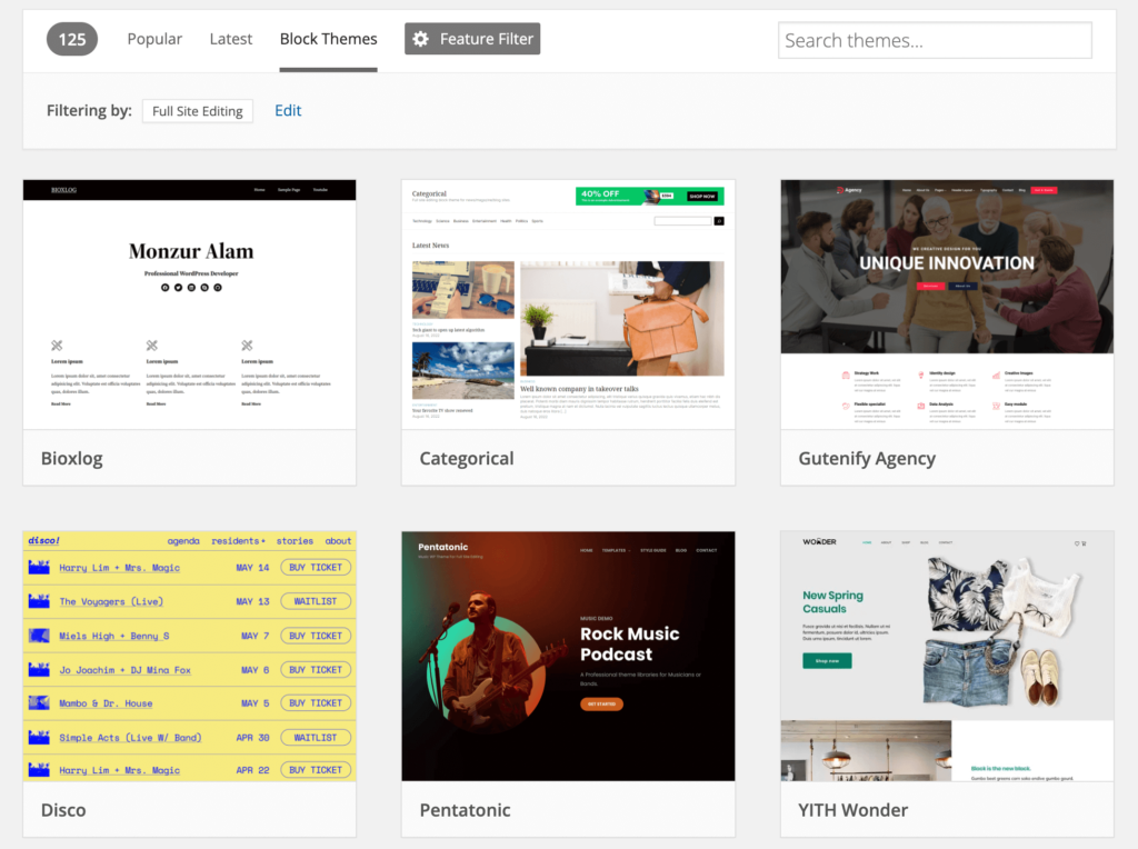 Motywy blokowe WordPress