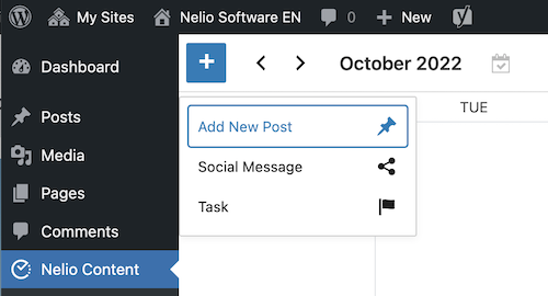 Ajout d'une nouvelle publication dans le calendrier éditorial de Nelio Content