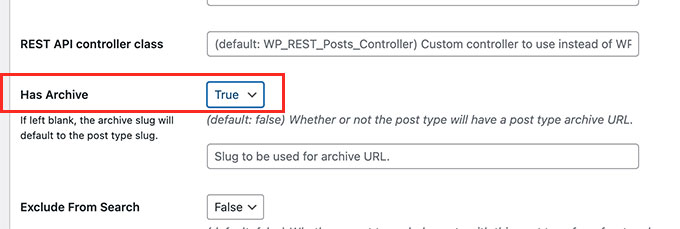 CPT UI activează arhivarea CPT UI turn on archive