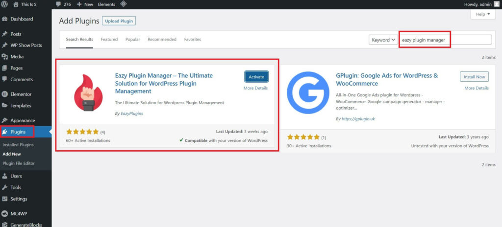 Eazy Plugin Manager - تحسين سير عمل إدارة البرنامج المساعد 11 How to install the Easy Plugin Manager