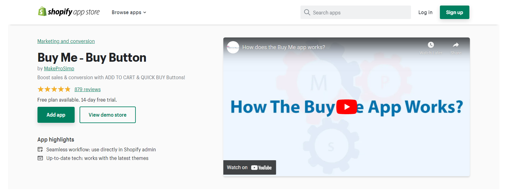 Buy Me Buy Button - Shopify app di checkout