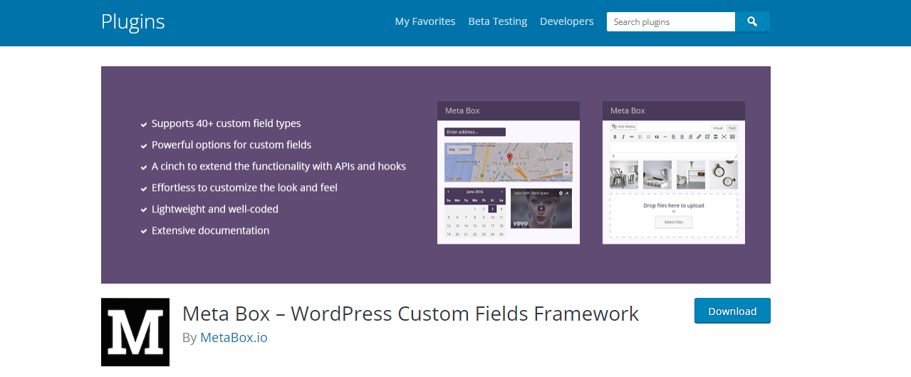 Meta Box - Complemento de campos personalizados de WordPress