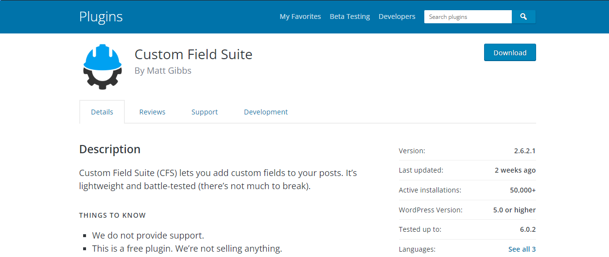 Custom Field Suite - Complemento de campos personalizados de WordPress