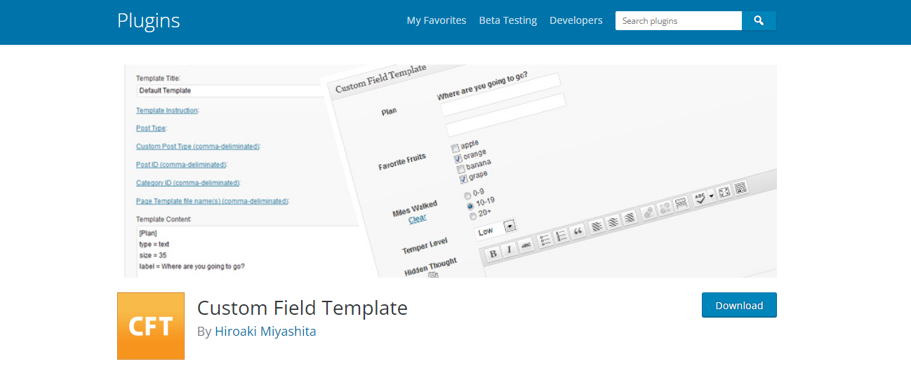 CFT - Complemento de campos personalizados de WordPress