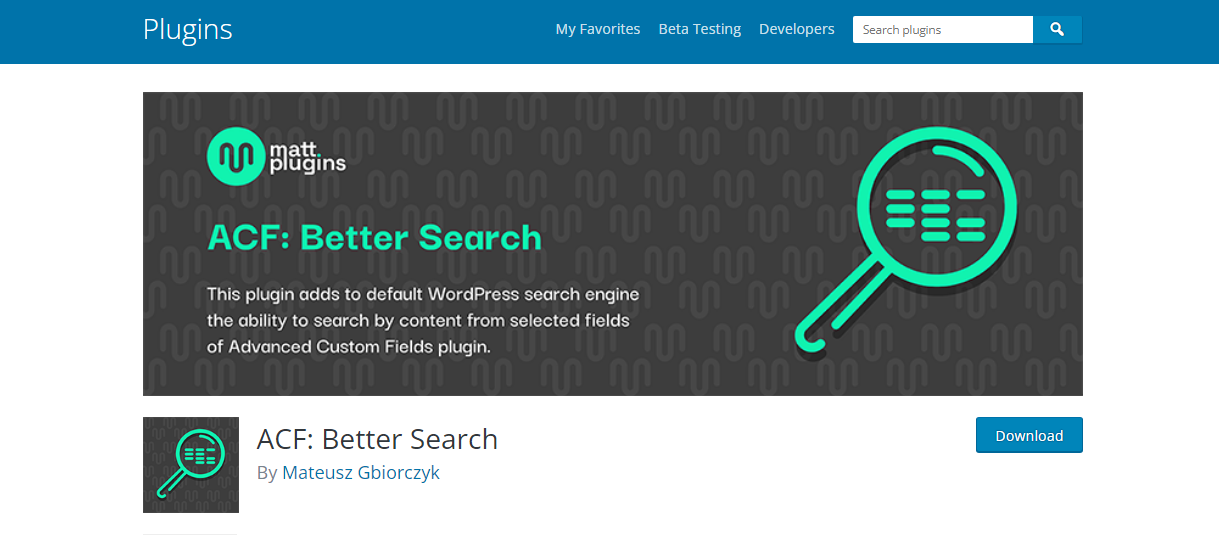 ACF Better Search - Complemento de campos personalizados de WordPress