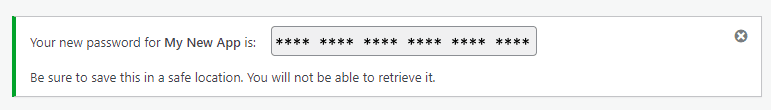 Kata sandi baru yang dihasilkan oleh plugin Kata Sandi Aplikasi.