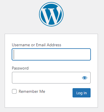 Layar masuk dasbor admin WordPress.