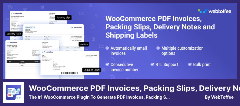 WooCommerce PDF 發票、裝箱單、送貨單和運輸標籤插件 - 用於生成 PDF 發票、裝箱單等的排名第一的 WooCommerce 插件