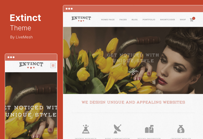 Tema Extinto - Tema de WordPress para Portafolio Retro Vintage