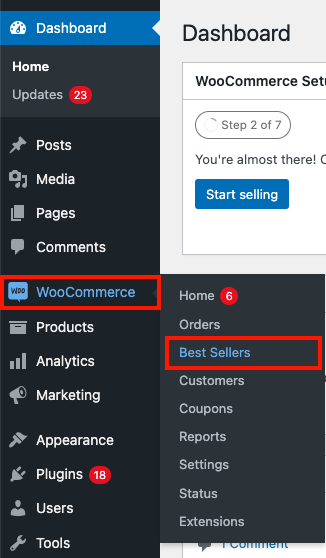 Scheda Bestseller di WooCommerce