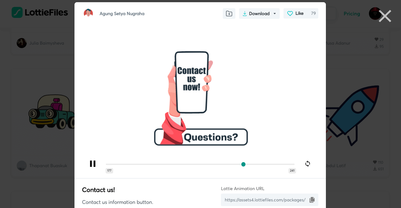 Elementor に Lottie アニメーションを追加する方法 (3 つの簡単な方法) 3 Example of Lottie Animation from the LottieFiles
