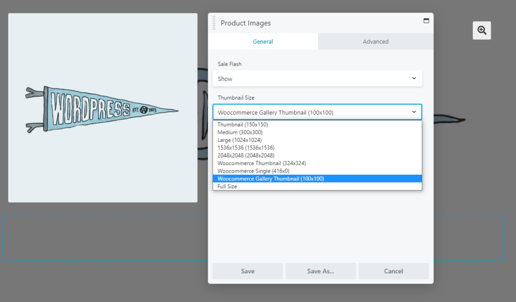 Configurazione delle miniature delle immagini dei prodotti in Beaver Builder