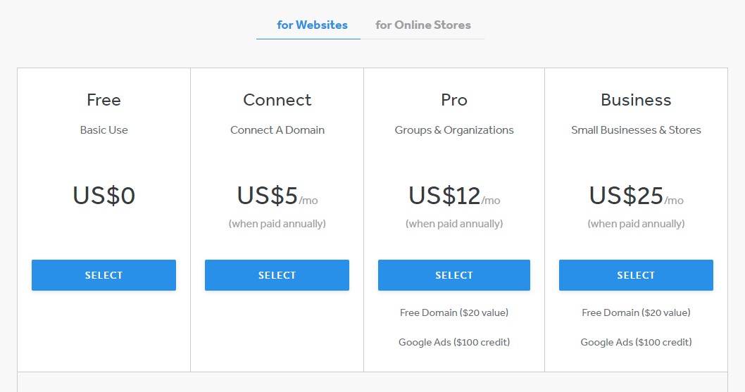 التسعير Weebly