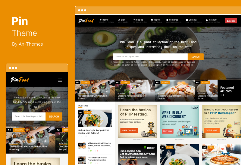 Pin-Design – Pinterest-Stil / Persönliches Mauerwerk-Blog / Front-End-Einreichung WordPress-Design