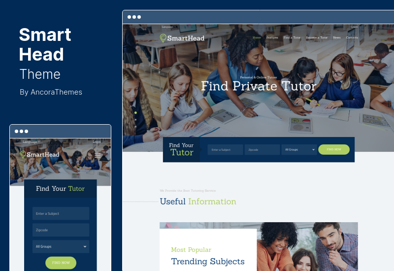 SmartHead Teması - Özel Ders Hizmeti ve Çevrimiçi Okul Eğitimi WordPress Teması