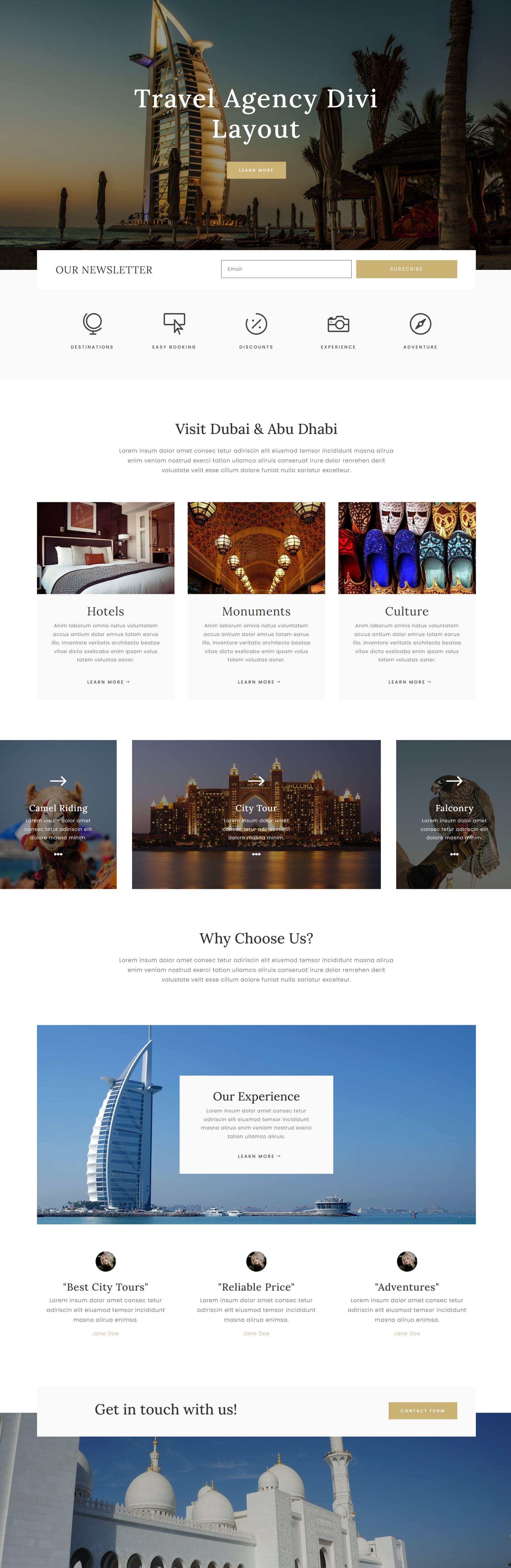 Divi Product Highlight Homepage 25 Divi Layout Pack Agenzia di viaggi