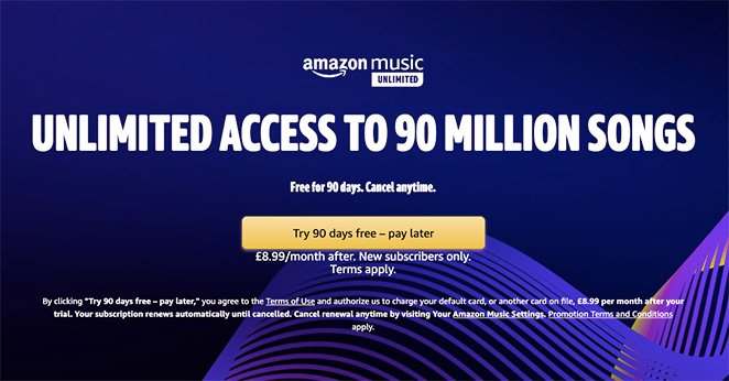 Amazon Musik-Social-Media-Zielseite
