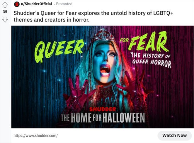 Shudder Reddit-Werbung