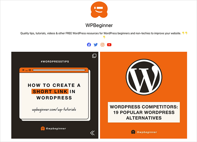 WPBeginner-Social-Media-Zielseite
