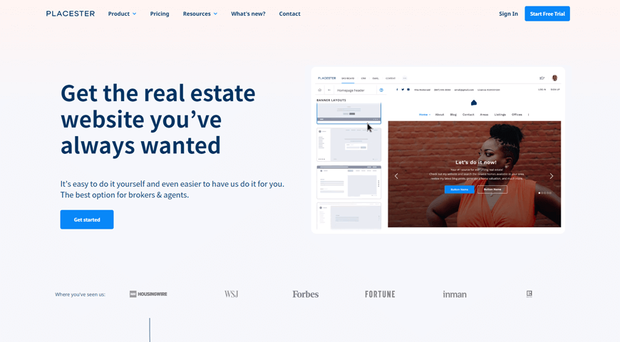 Placester - أفضل بناة موقع عقارات