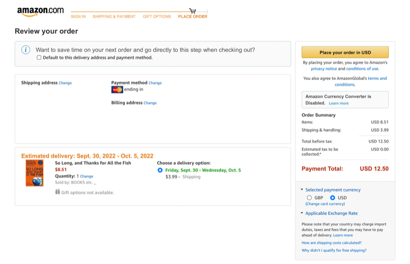 Amazon hat eine ausgezeichnete Checkout-Seite