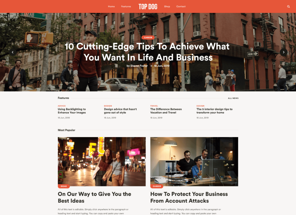 توب دوج | الكل في واحد Elementor Blog & Magazine WordPress Theme