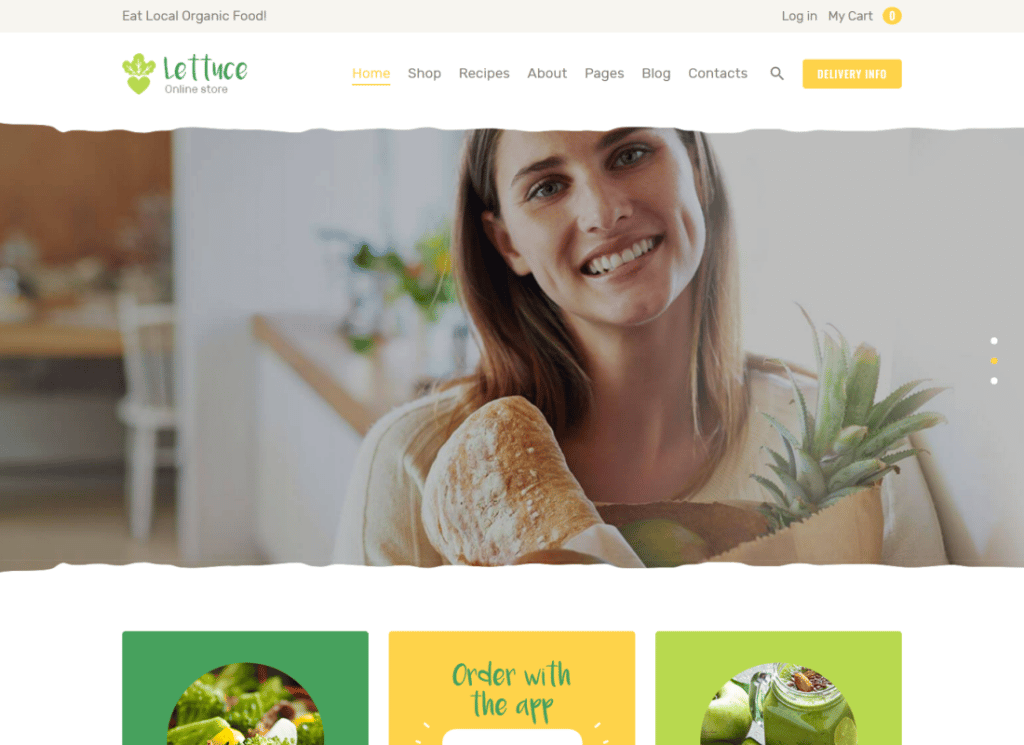 Salată verde - Temă WordPress pentru produse alimentare ecologice și ecologice din magazinul online