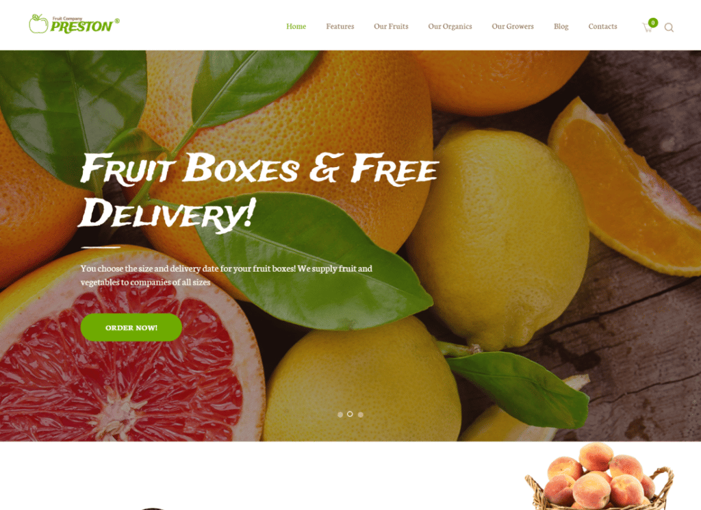 Preston - Compania de fructe și temă WordPress pentru agricultura ecologică