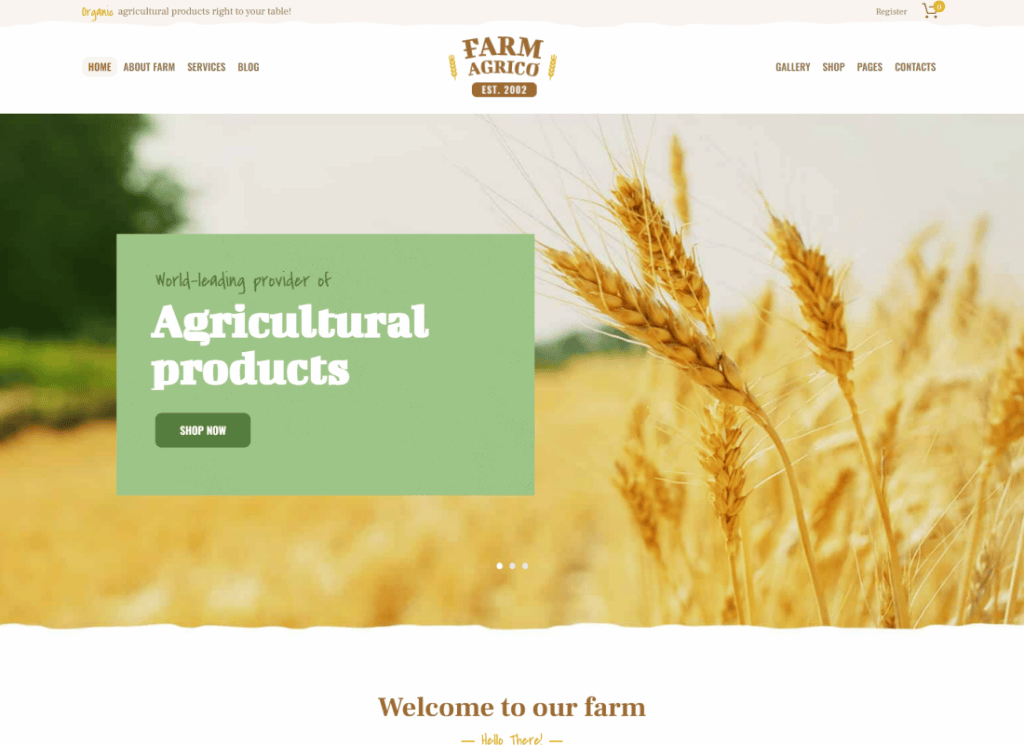 Farm Agrico - Tema WordPress pentru afaceri agricole și alimente ecologice