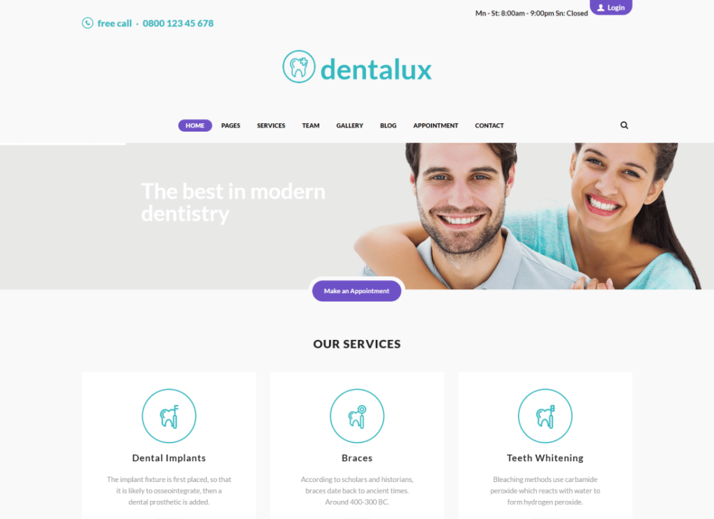 Dentalux - موضوع وورد طبيب أسنان طبي ورعاية صحية طبيب