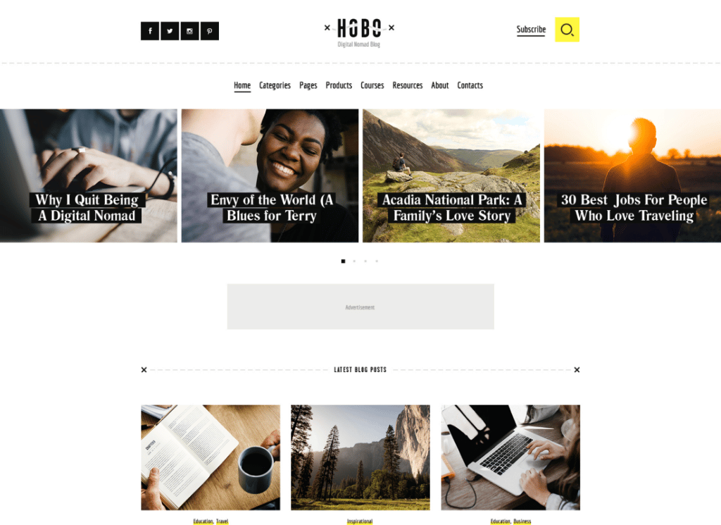 Hobo - Digital Nomad Travel Yaşam Tarzı Blogu WordPress Teması