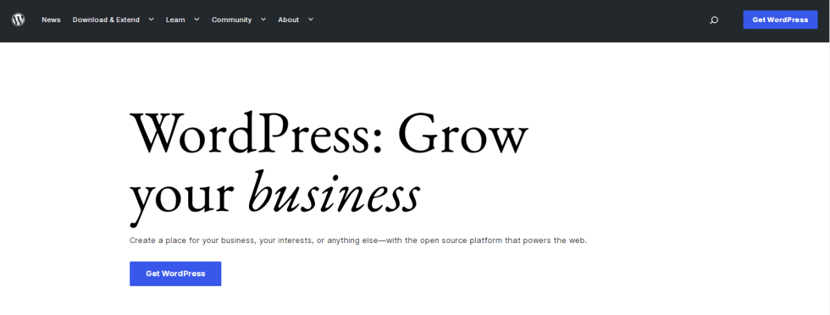 Pagina iniziale di WordPress