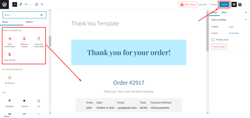 Como personalizar WooCommerce Obrigado Página 5 Arranging Thank You Page