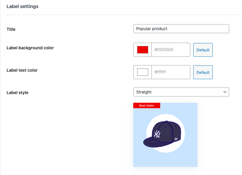 WooCommerce Impostazioni dell'etichetta dei prodotti popolari