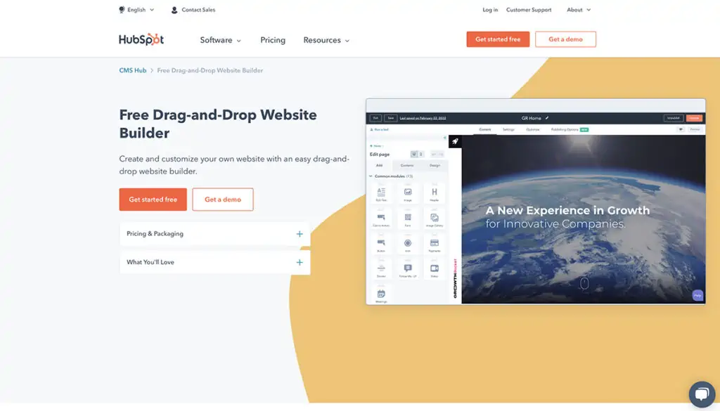 마케터를 위한 Hubspot 무료 웹사이트 빌더