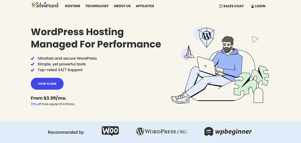 Hosting WordPress economico di SiteGround