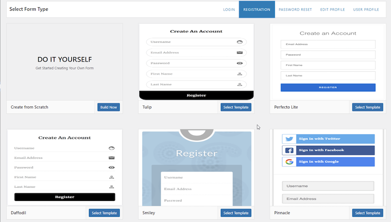 ProfilTekan pilih template