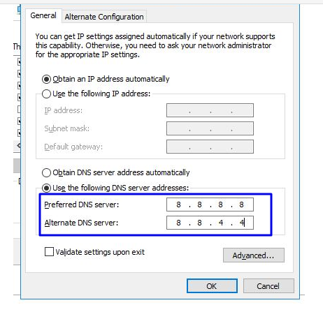Bagaimana Memperbaiki Kesalahan DNS_PROBE_FINISHED_NXDOMAIN? 9 DNS server address