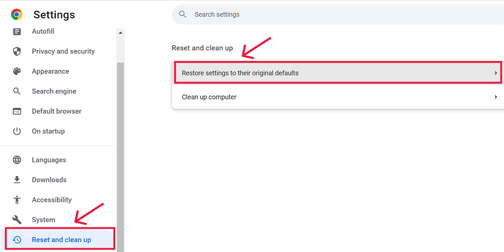 11 Cara Terbaik untuk Memperbaiki "ERR_CONNECTION_CLOSED" di Chrome 17 Reset and clean up options in the Chrome browser