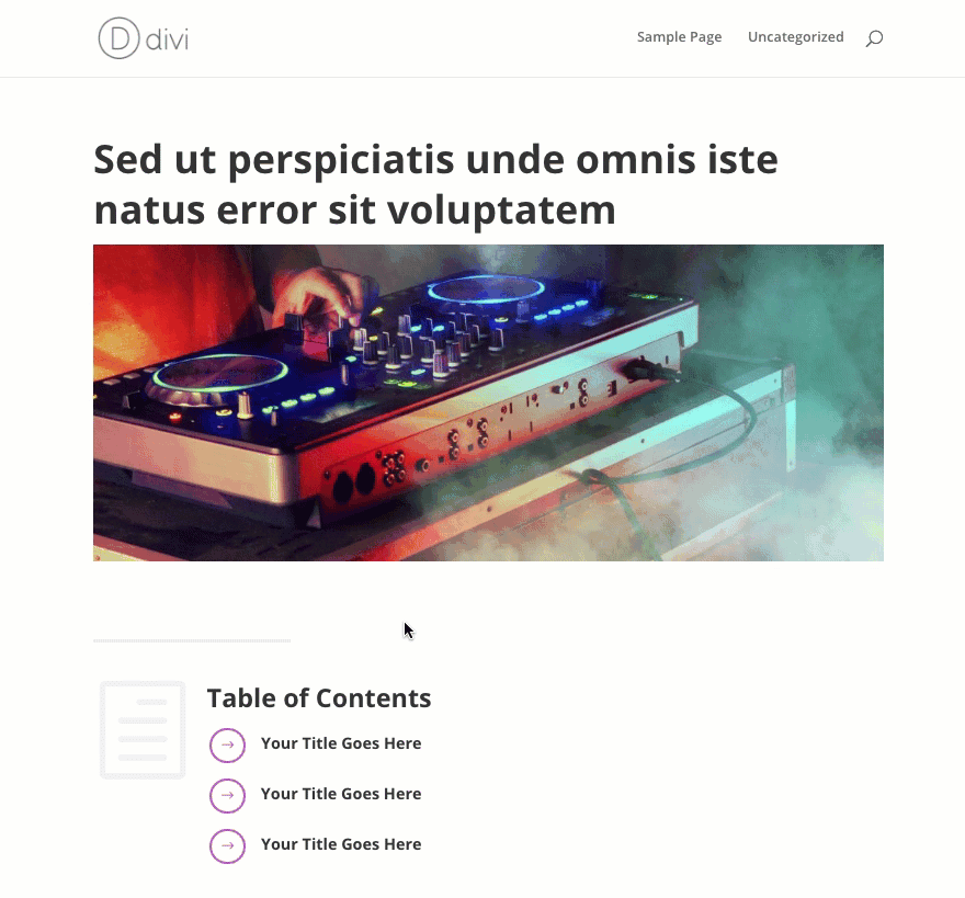 Divi 테마 빌더에서 목차 만들기