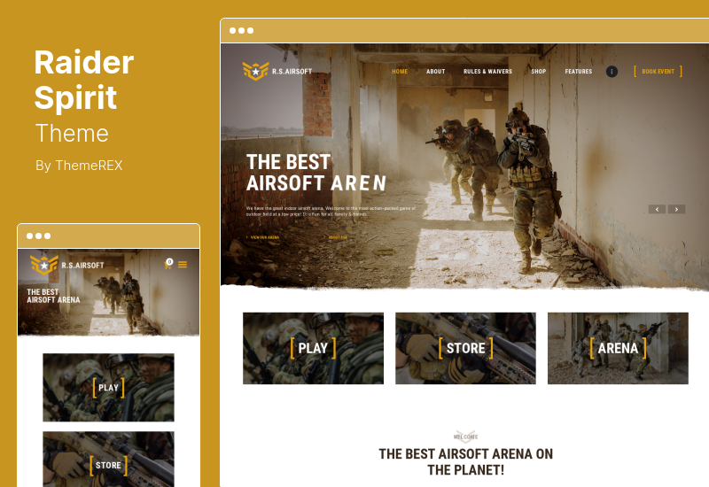 Raider Spirit 主题 - Airsoft Club & Paintball WordPress 主题