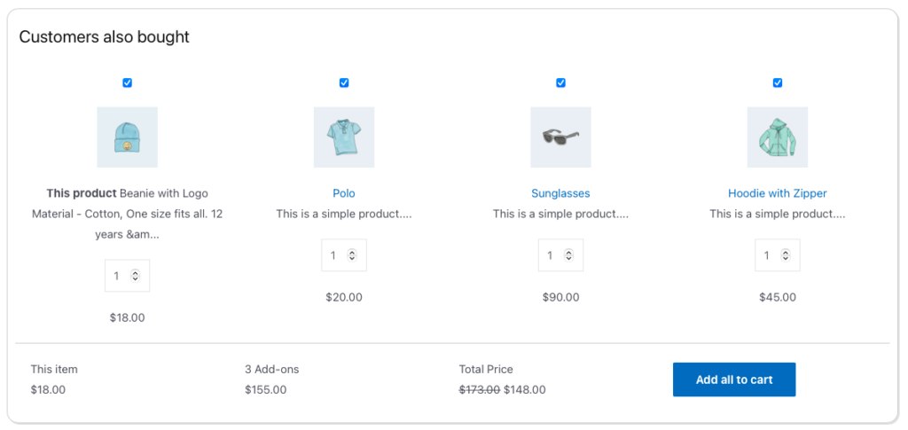 Anche il layout di esempio dei clienti di WooCommerce ha acquistato il widget del prodotto