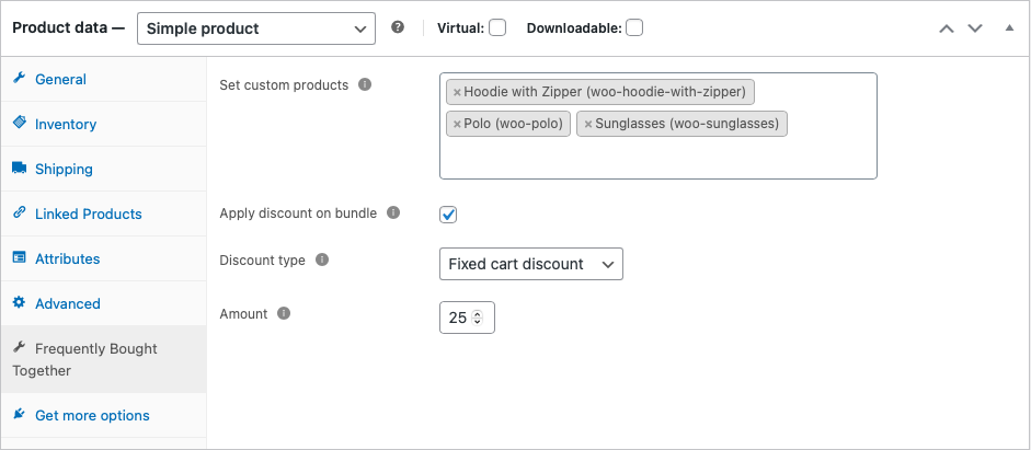 Configura la configurazione del prodotto personalizzato nella pagina del prodotto