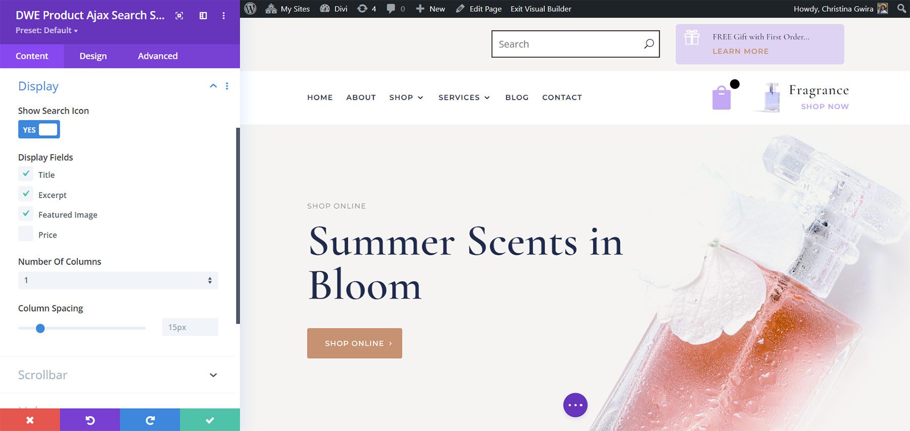 Pencarian Ajax Produk Diperpanjang Divi WooCommerce