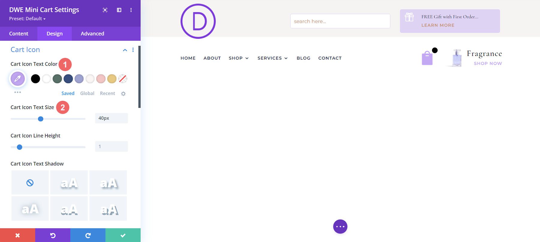 Keranjang Mini Diperpanjang Divi WooCommerce