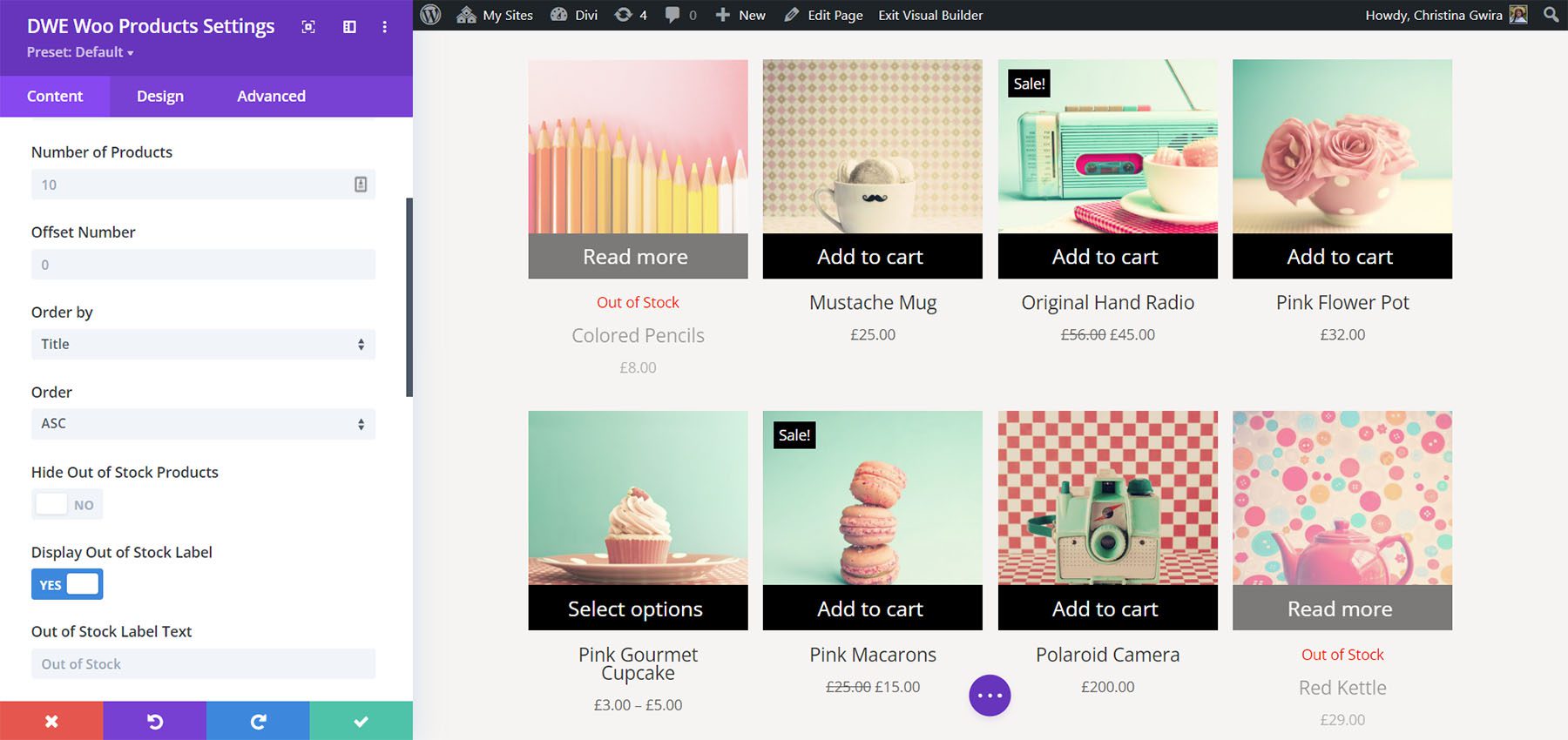 Produk Diperpanjang Divi WooCommerce